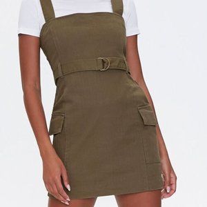 Olive Green Stylish Overall Dress